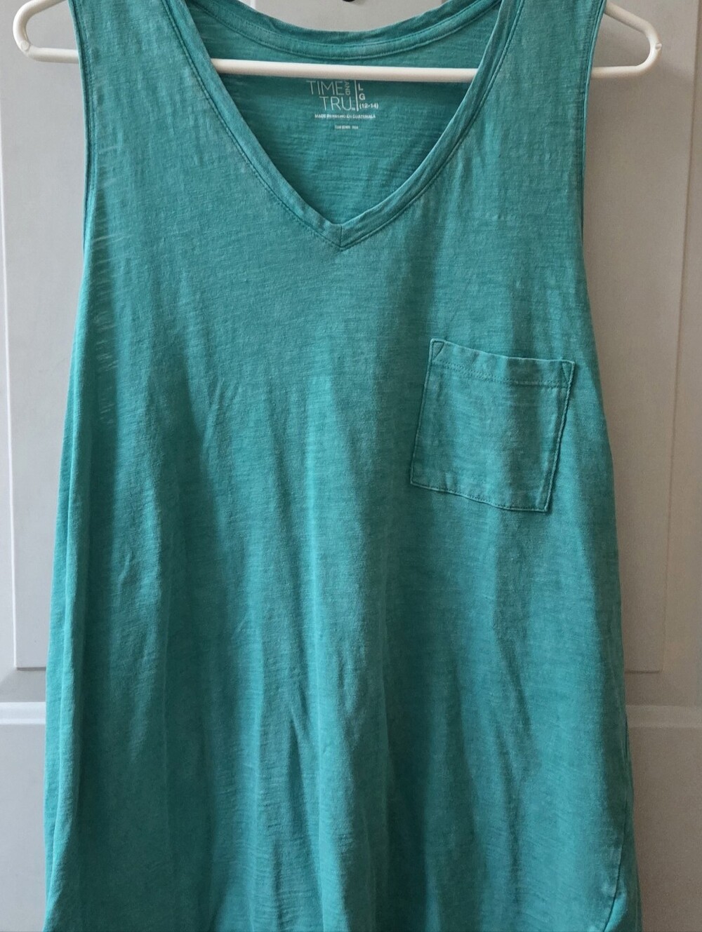 Time and Tru Teal V-Neck Tank with Pocket